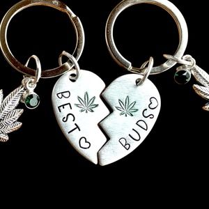 Best Buds Keychain - Best Buds - Pot Leaf Keychain - Best Buds Gift - Bff Gift